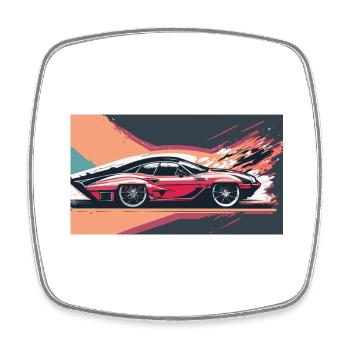 Sunset Racecar - Square fridge magnet - white - Front