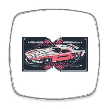 Red Retro Racecar - Square fridge magnet - white - Front