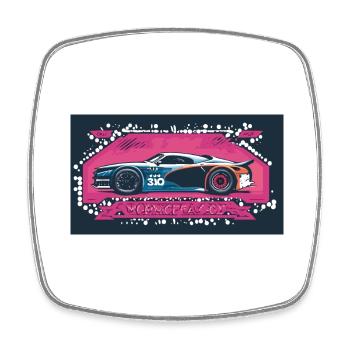Nightlife Racecar Blue - Square fridge magnet - white - Front