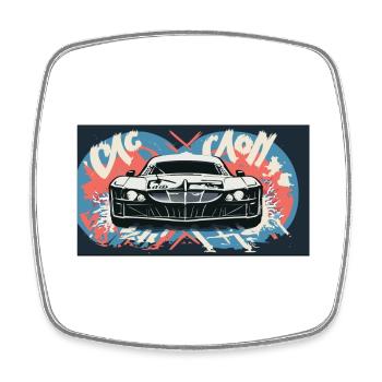 Headlights of a Racecar - Viereckiger Kühlschrankmagnet - Weiß - Vorne