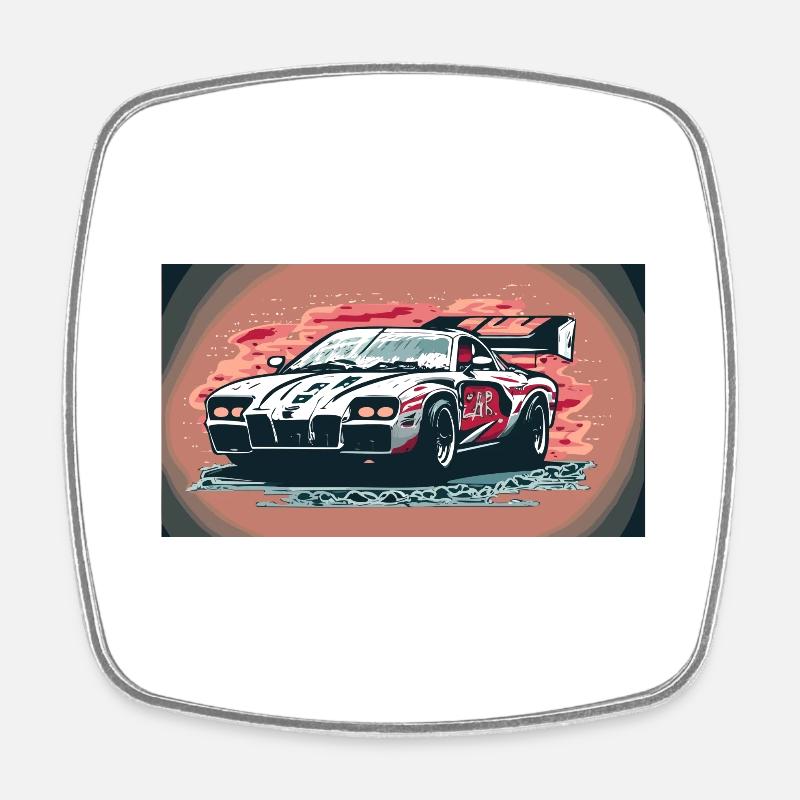 Voiture de course blanche (Collection de voitures de course) - Magnet carré - blanc