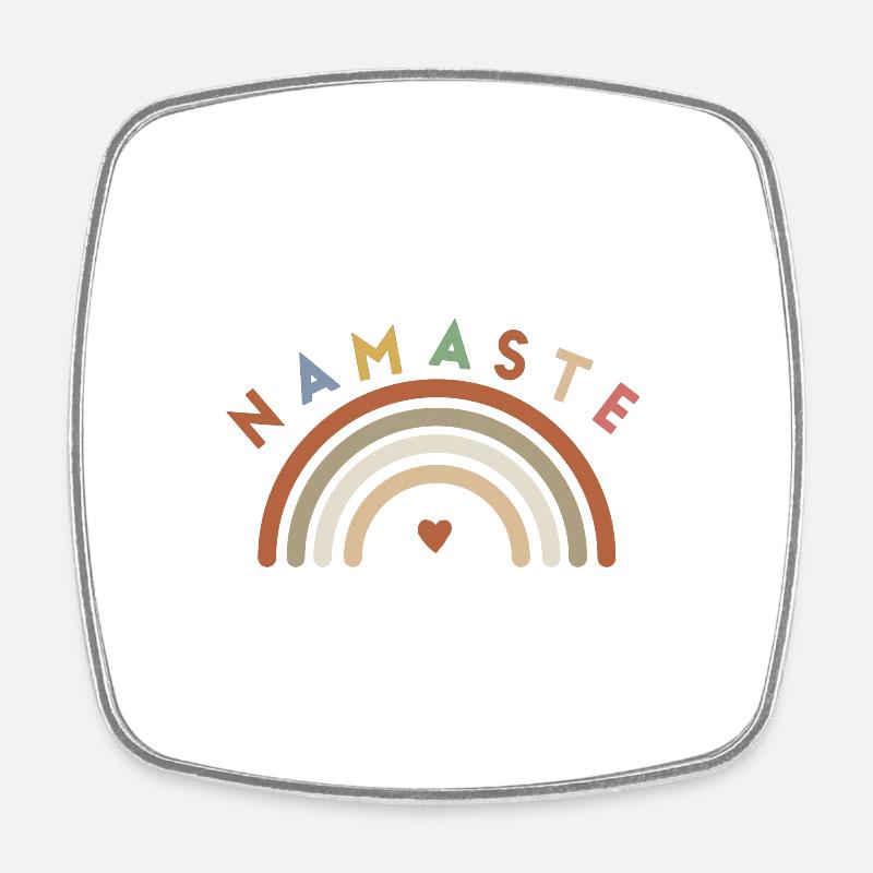 Namaste! Rainbow, customisable - Square fridge magnet - white