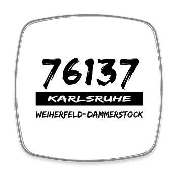 76137 Karlsruhe Weiherfeld Dammerstock - Viereckiger Kühlschrankmagnet - Weiß - Vorne