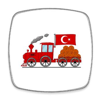 Chemin de fer de basket-ball de drapeau de Turquie - Magnet carré - blanc - Devant