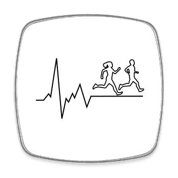 Groupe de course à pied Heartbeat - Magnet carré - blanc - Devant
