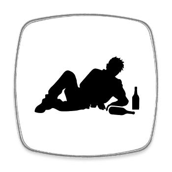 Drunk Drunk Man Boozing - Square fridge magnet - white - Front