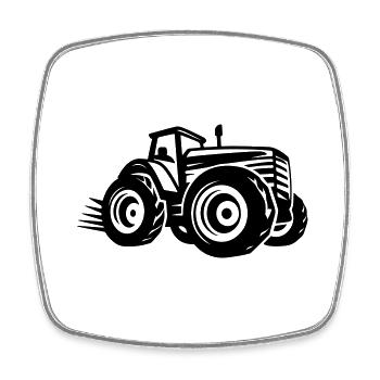 Tracteur Silhouette Agriculture - Magnet carré - blanc - Devant