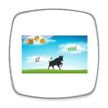 Börsenbulle im Börsenparadies - Viereckiger Kühlschrankmagnet - Weiß - Vorne
