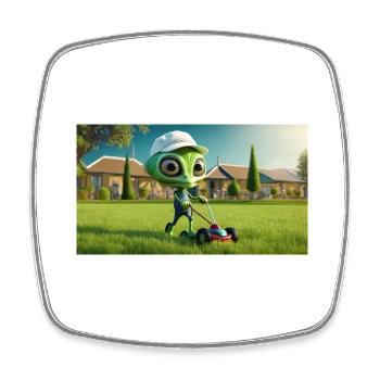 mignon petit vert rétro vintage alien tous les jours - Magnet carré - blanc - Devant