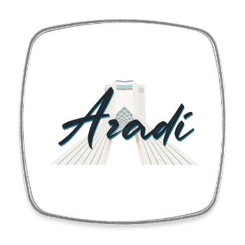 Azadi Tower - Persian Art (Iran) - Square fridge magnet - white - Front