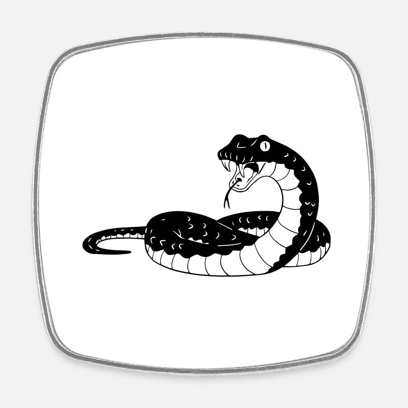 Hissing Snake Encounter - Square fridge magnet - white