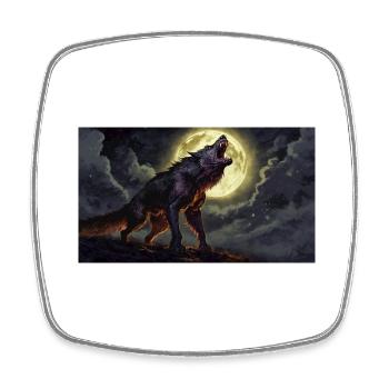 evil werewolf howls at the moon monster dark - Square fridge magnet - white - Front