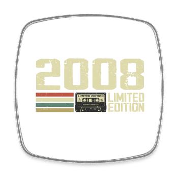 Born in 2008 - Vintage 2008 - 16th Anniversary Retro - Square fridge magnet - white - Front