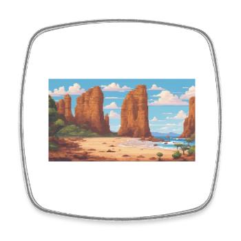 Great Ocean Road, Australia - Pixel Art - Square fridge magnet - white - Front