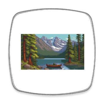 Banff National Park, Canada - Pixel Art - Square fridge magnet - white - Front
