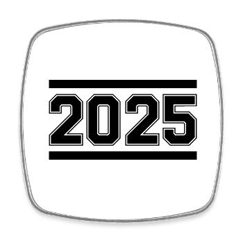 2025 - Viereckiger Kühlschrankmagnet - Weiß - Vorne