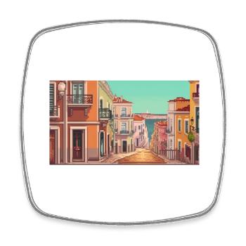 Lisbon, Portugal - Pixel Art - Square fridge magnet - white - Front