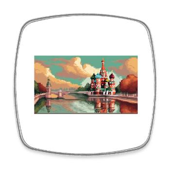 St. Basil's Cathedral, Moscow, Russia - Pixel Art - Square fridge magnet - white - Front