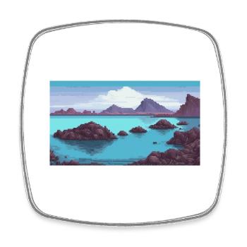 Blue Lagoon, Iceland - Pixel Art - Square fridge magnet - white - Front