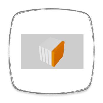 Spaltwürfel orange - Viereckiger Kühlschrankmagnet - Weiß - Vorne