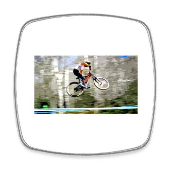 Downhill-Mountainbiken - Viereckiger Kühlschrankmagnet - Weiß - Vorne