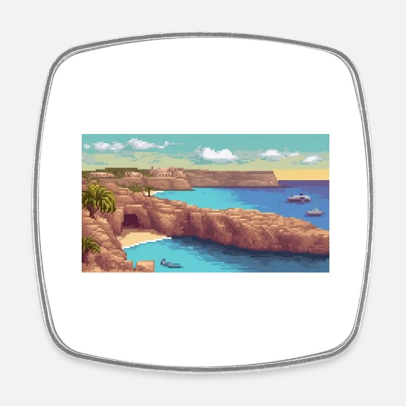 Île de Comino, Malte - Pixel Art - Magnet carré - blanc