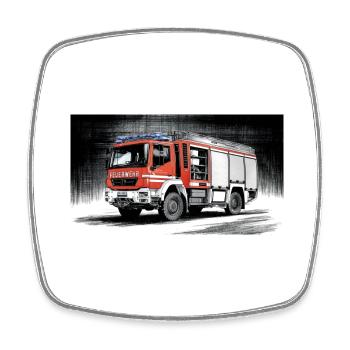 Camion de pompiers - Magnet carré - blanc - Devant