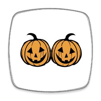 Pumpkin Face - Square fridge magnet - white - Front