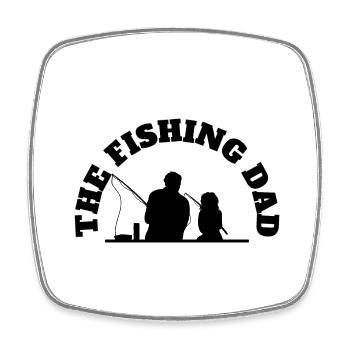 The Fishing Dad With Daughter Fishing Black - Viereckiger Kühlschrankmagnet - Weiß - Vorne