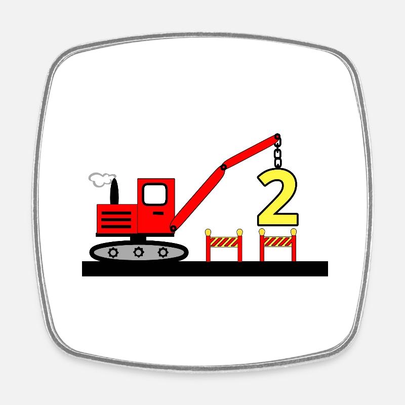 Bagger - Viereckiger Kühlschrankmagnet - Weiß