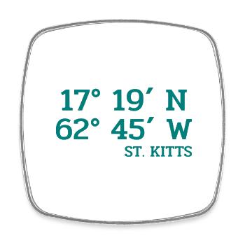 Saint Kitts Coordinates - Koordinaten - Karibik - Viereckiger Kühlschrankmagnet - Weiß - Vorne