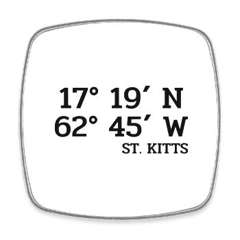 Saint Kitts Coordinates - Koordinaten - Karibik - Viereckiger Kühlschrankmagnet - Weiß - Vorne