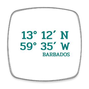Coordonnées Barbade - Koordinaten - Antilles - Magnet carré - blanc - Devant