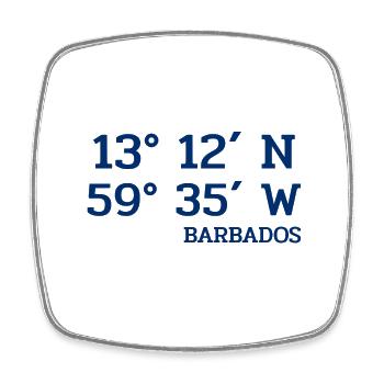 Coordonnées Barbade - Koordinaten - Antilles - Magnet carré - blanc - Devant