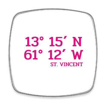 St. Vincent Coordinates - Koordinaten West Indies - Viereckiger Kühlschrankmagnet - Weiß - Vorne