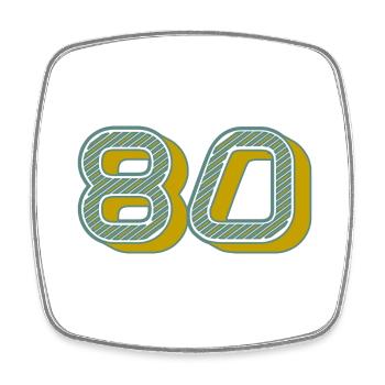 80. 80 ANS. 80e ANNIVERSAIRE. ANNIVERSAIRE 80 ANS. - Magnet carré - blanc - Devant