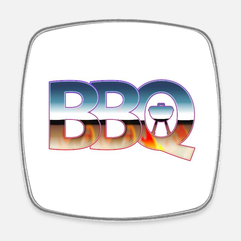 Barbecue - Magnet carré - blanc