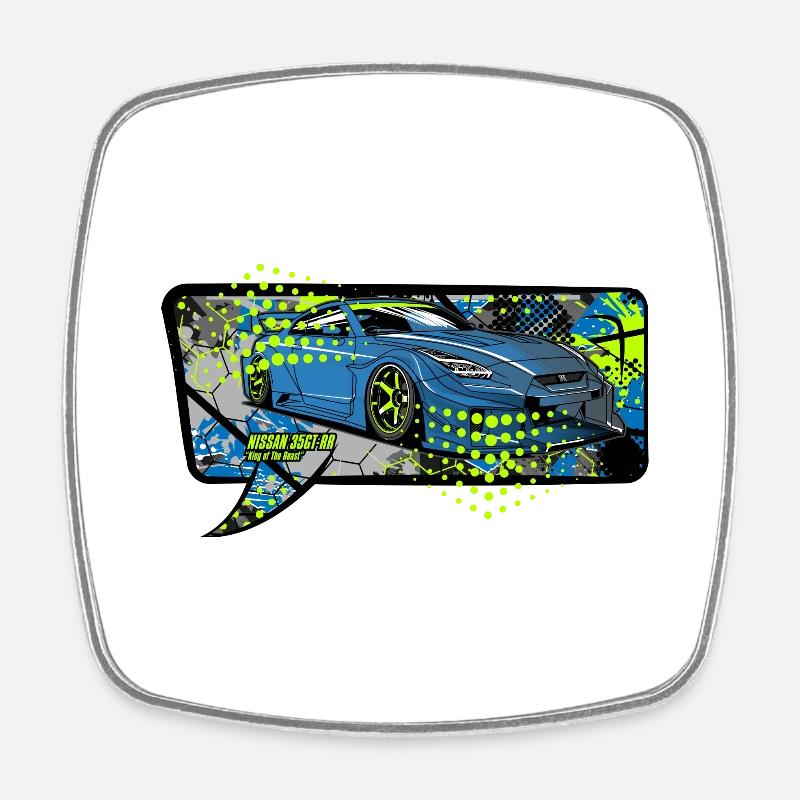 GTR bubble - Square fridge magnet - white
