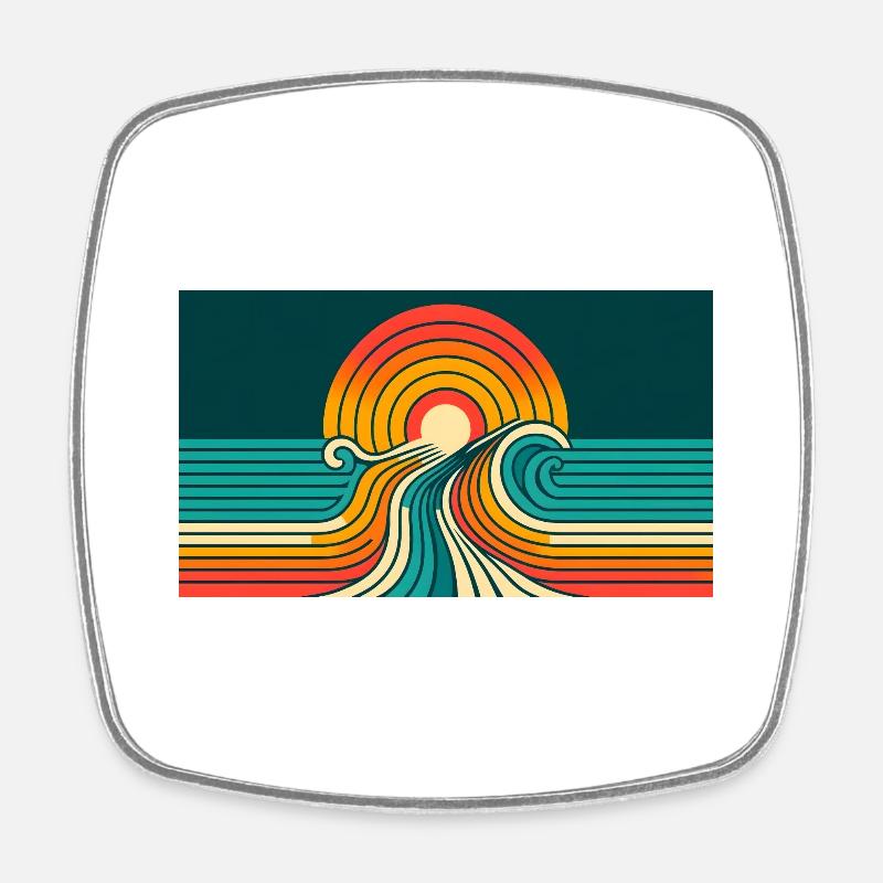 Sunset Retro 3 - Square fridge magnet - white