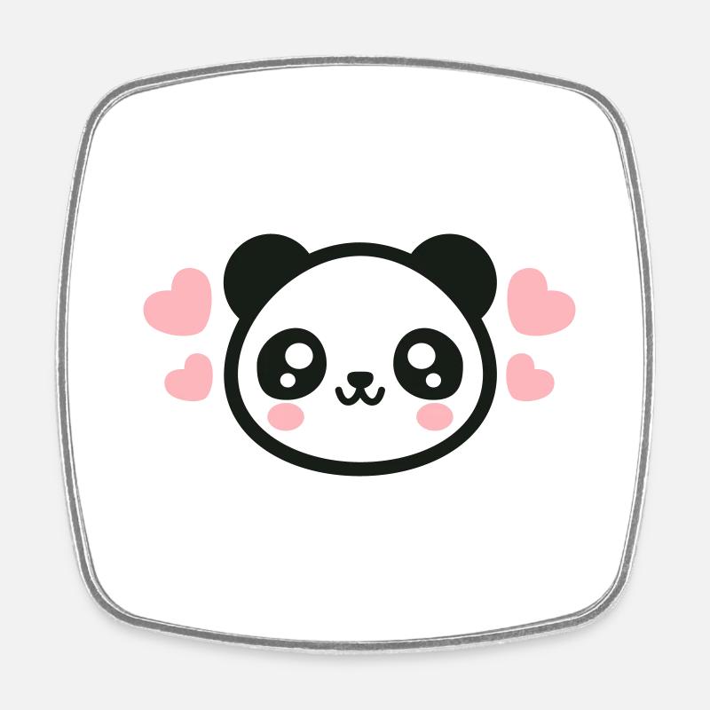 Loving Panda Face: Adorable Hearts - Square fridge magnet - white