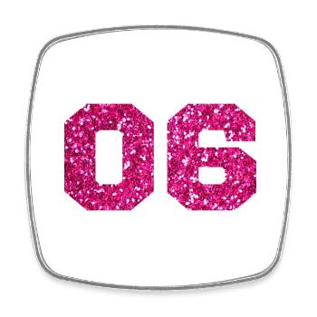 Number 6 Pink Glitter - 6th Anniversary - Square fridge magnet - white - Front