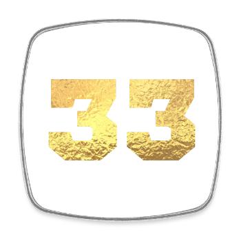 Number 33 Gold Glitter - 33rd Anniversary - Square fridge magnet - white - Front