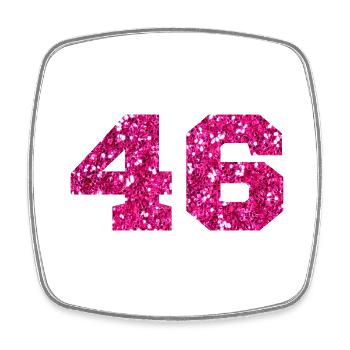 Numéro 46 paillettes rose - 46e anniversaire - Magnet carré - blanc - Devant