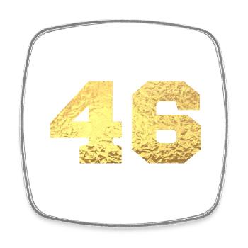 Numéro 46 paillettes doré - 46e anniversaire - Magnet carré - blanc - Devant