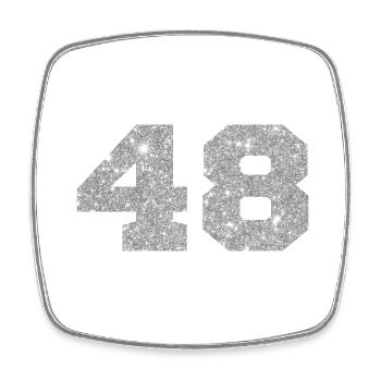 Nummer 48 Silberglitter - 48. Jahrestag - Viereckiger Kühlschrankmagnet - Weiß - Vorne