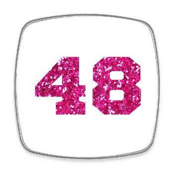 Nummer 48 Pink Glitter - 48. Geburtstag - Viereckiger Kühlschrankmagnet - Weiß - Vorne