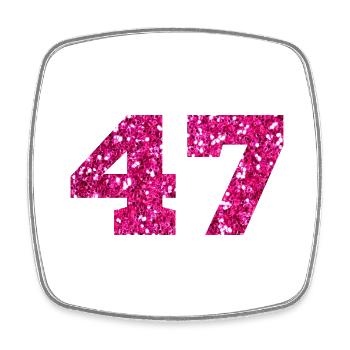 Number 47 Pink Glitter - 47th Anniversary - Square fridge magnet - white - Front