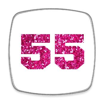 Nummer 55 Pink Glitter - 55-jähriges Jubiläum - Viereckiger Kühlschrankmagnet - Weiß - Vorne