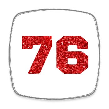76 paillettes rouge - 76e anniversaire - Magnet carré - blanc - Devant