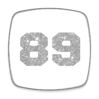 Number 89 Silver Glitter - 89th Anniversary - Square fridge magnet - white - Front